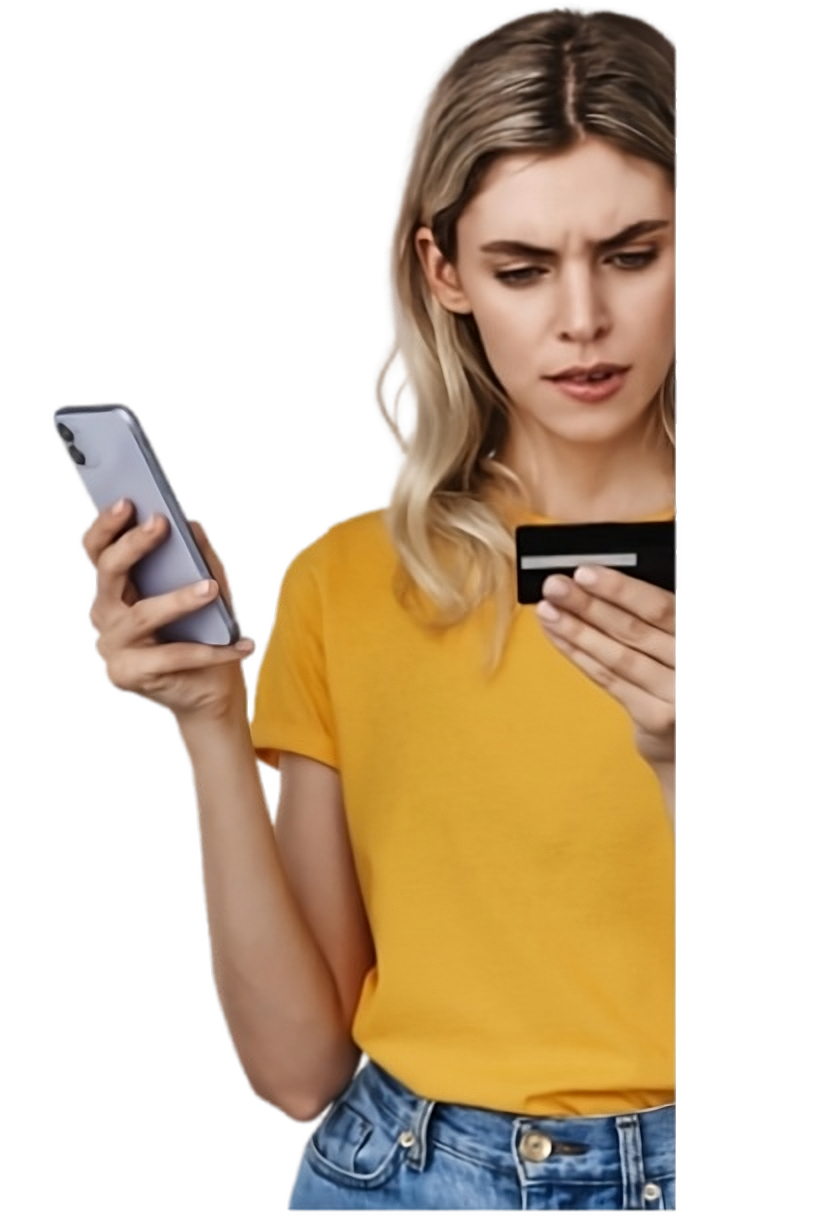 Woman checking phone while shopping
